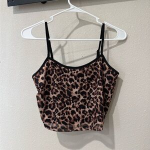SHEIN Leopard Print Cropped Cami with Black Trim
